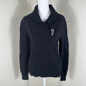 Lauren Ralph Lauren Sweater Women Medium Black Preppy Academia Elevated Basics